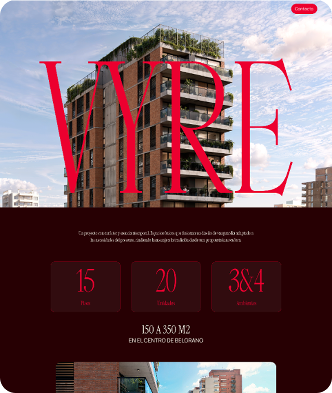 VYRE Landing Page - Real Estate Website Design and Development