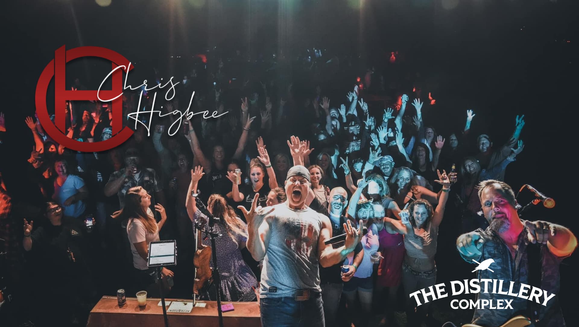 Chris Higbee performing in front of massive excited crowd