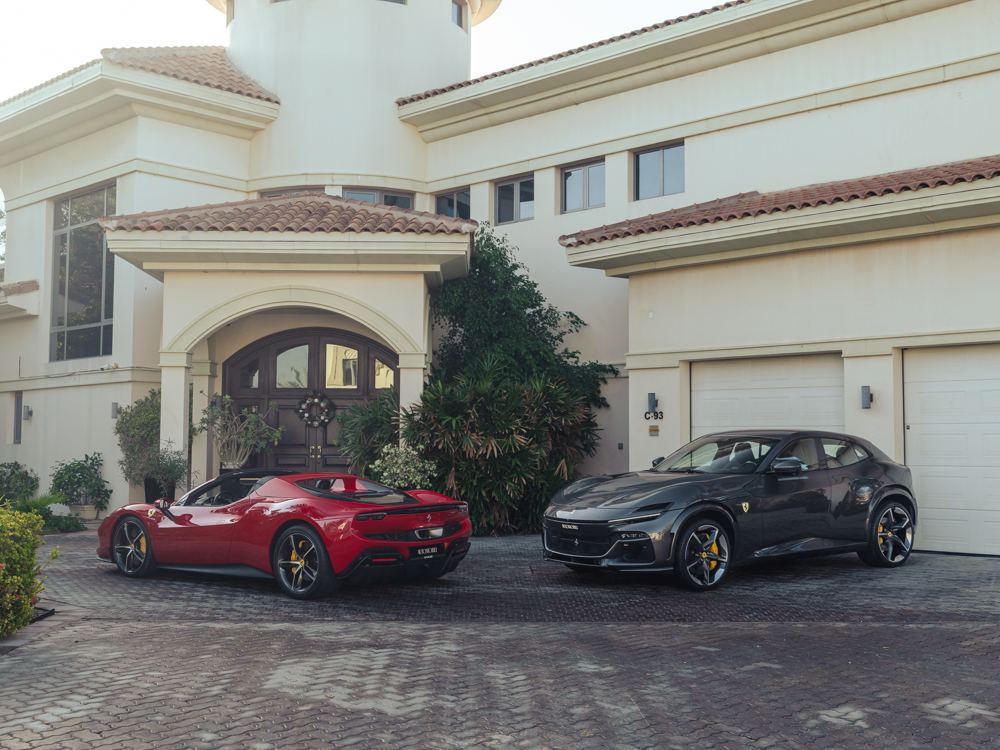 Ferrari 296 GTS and Purosangue at a villa