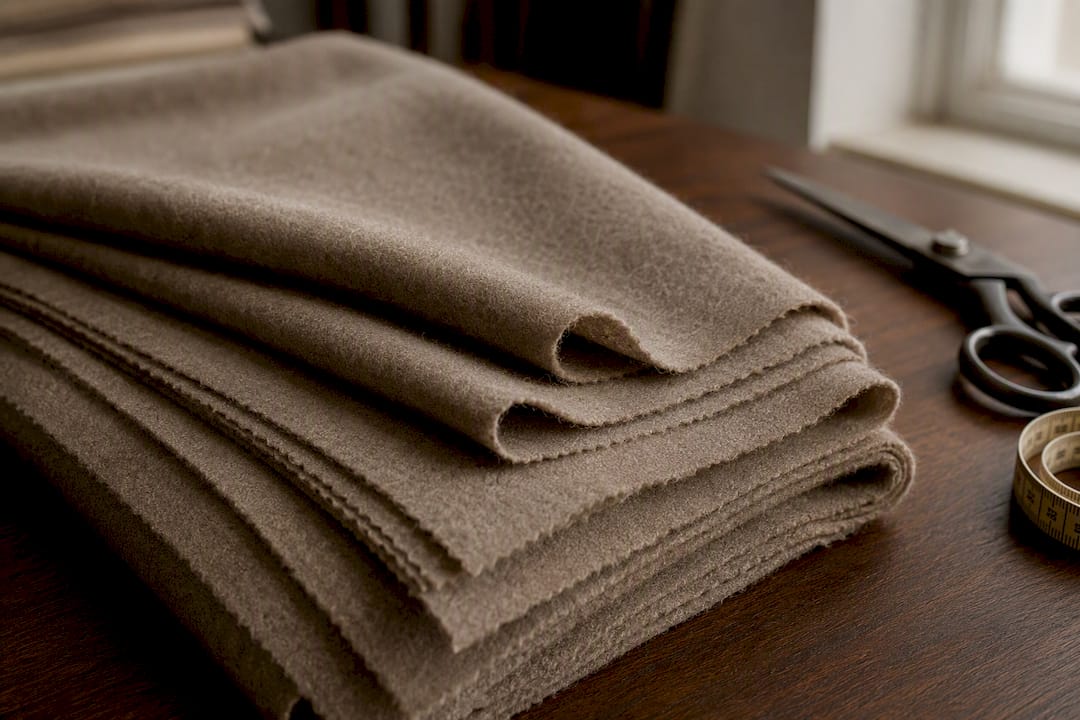Cashmere fabric edges showing seam allowance sizes