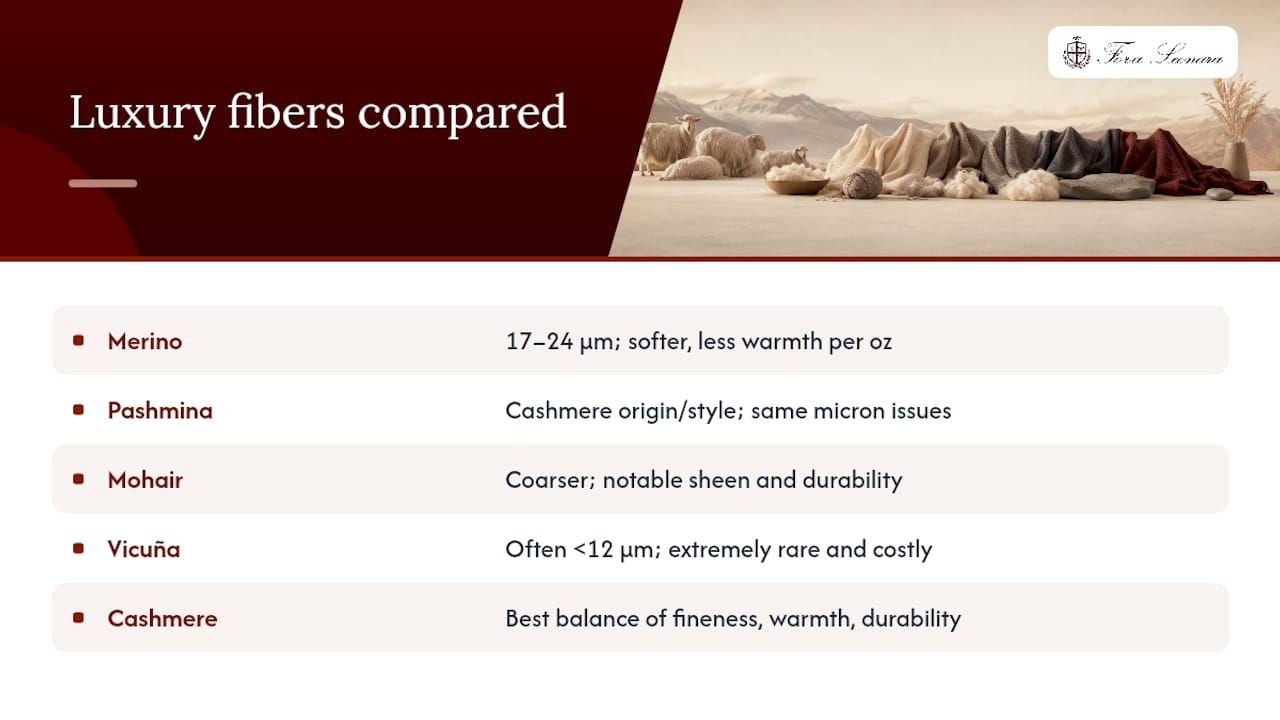 How Do Cashmere Grades Compare to Other Luxury Fibers? — overview diagram