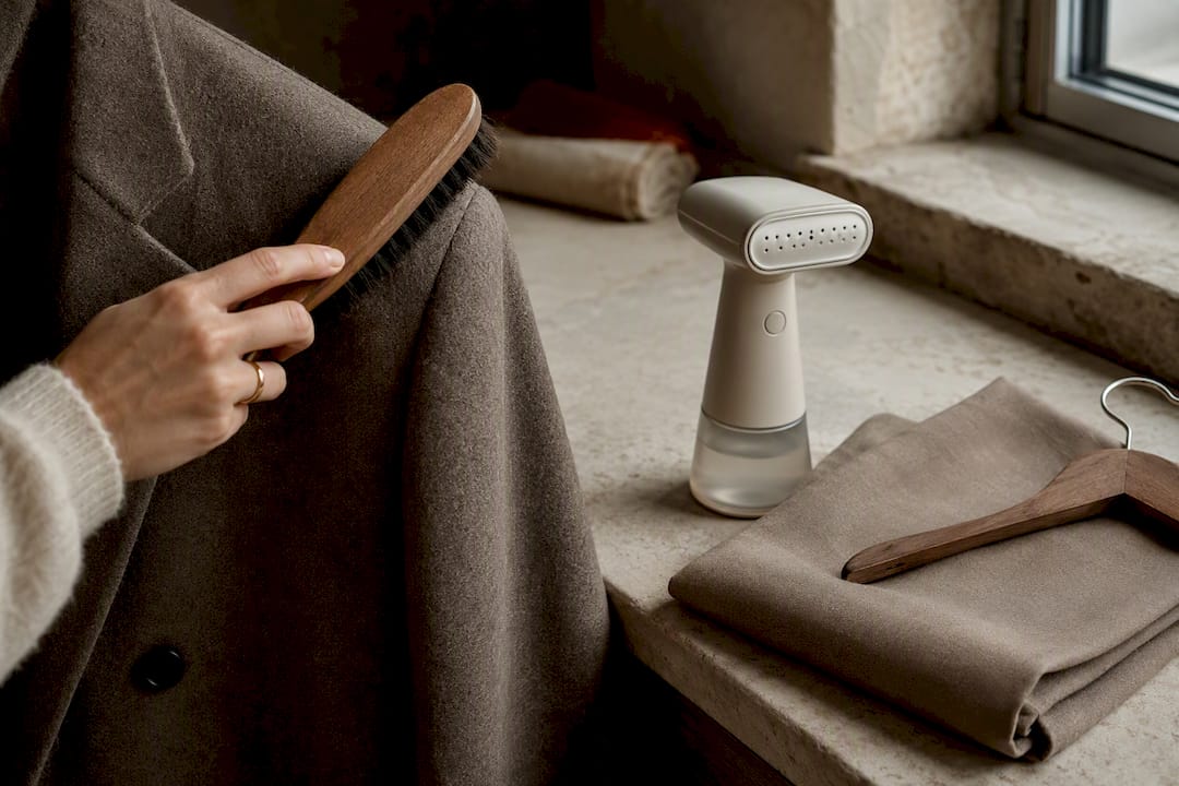 Brushing wool blazer between wears