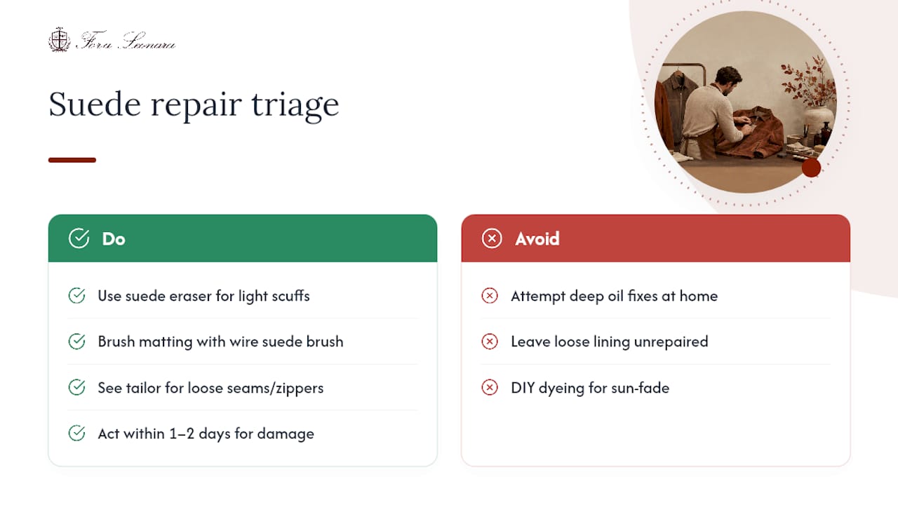 Suede repair triage from DIY to professional