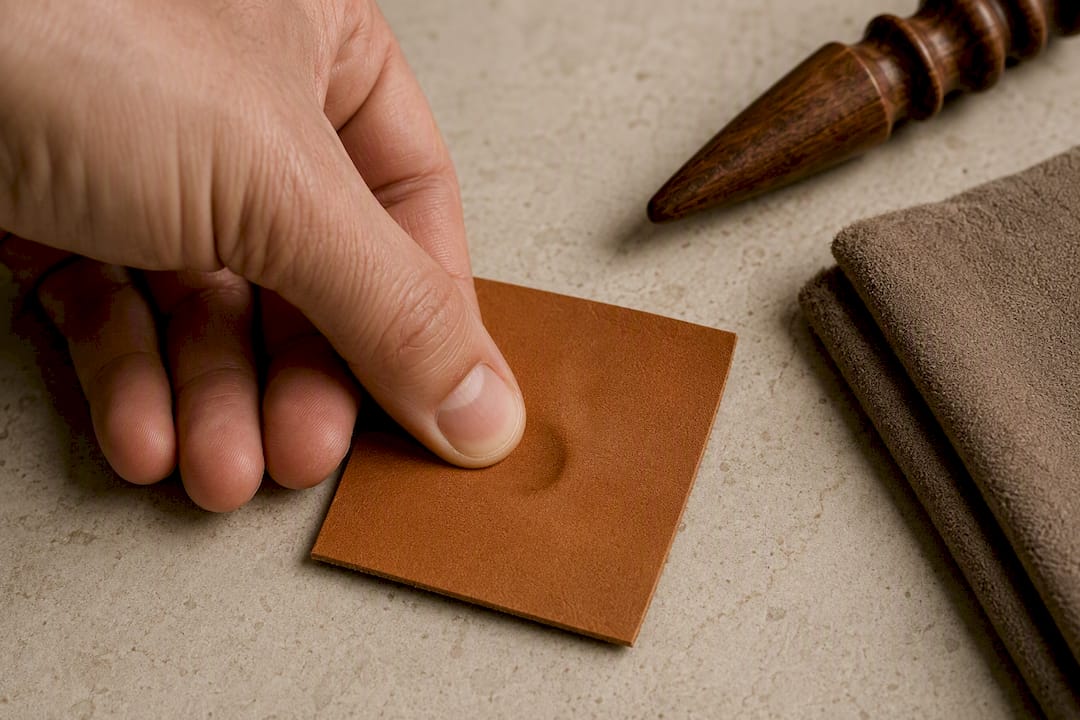 Testing a vegetable-tanned leather sample