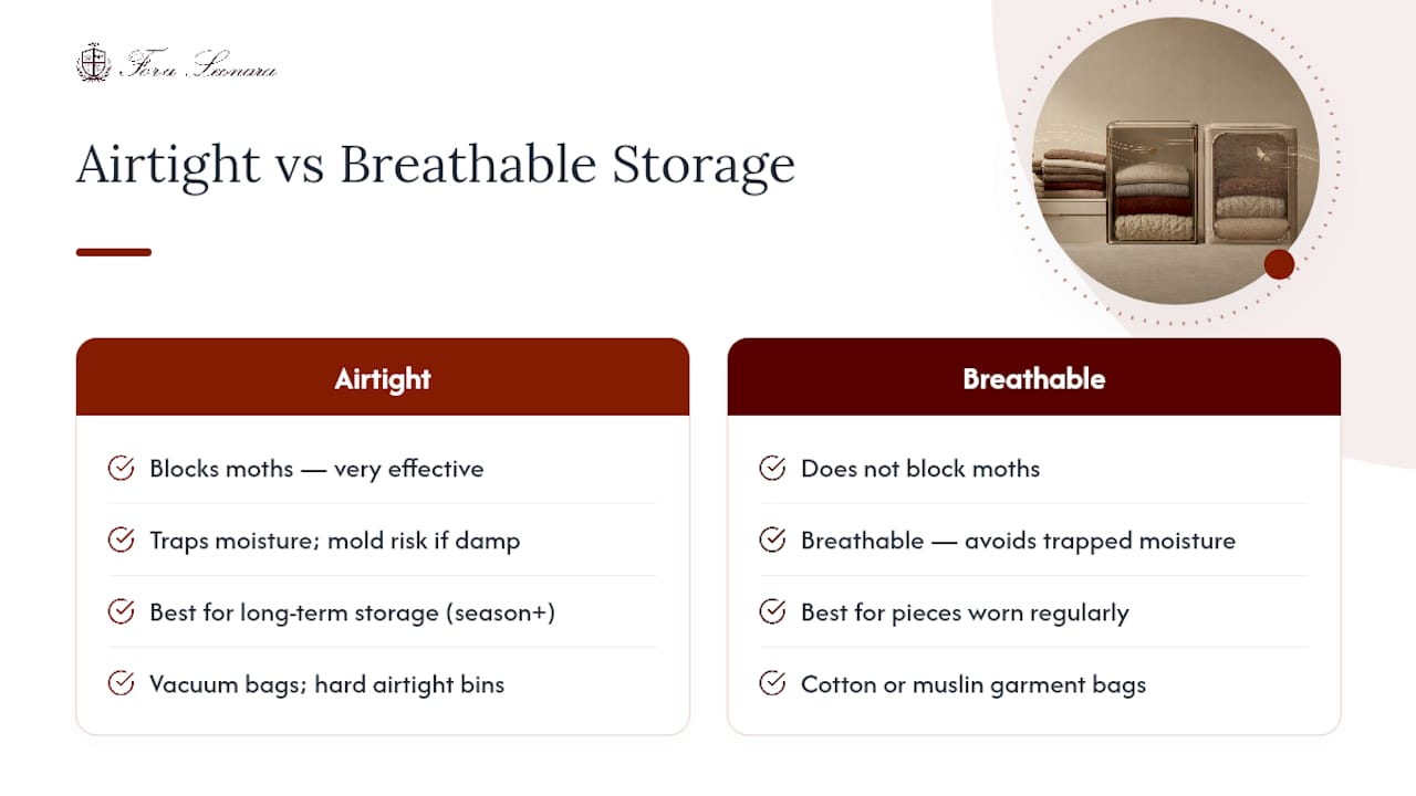 Airtight and breathable wool storage comparison