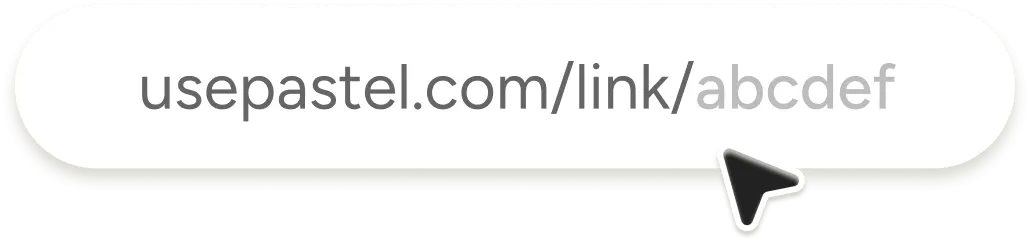 A Pastel annotation tool canvas share link being copied.