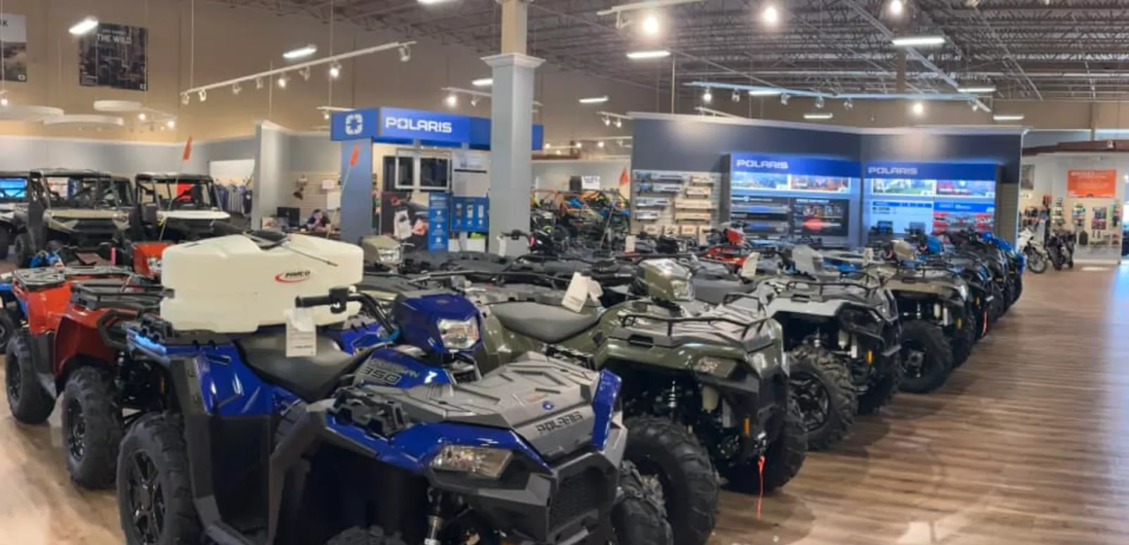 Polaris side-by-sides in the showroom of Sappington Pro Outdoor