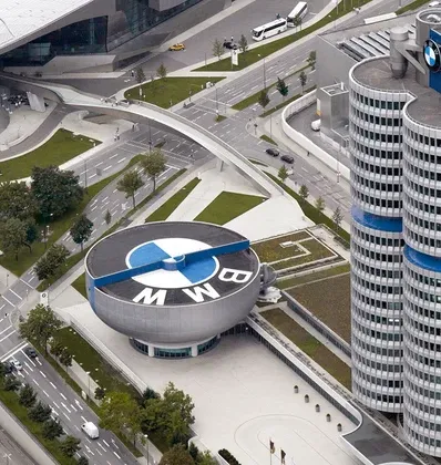 An aerial view of the BMW offices in Munich