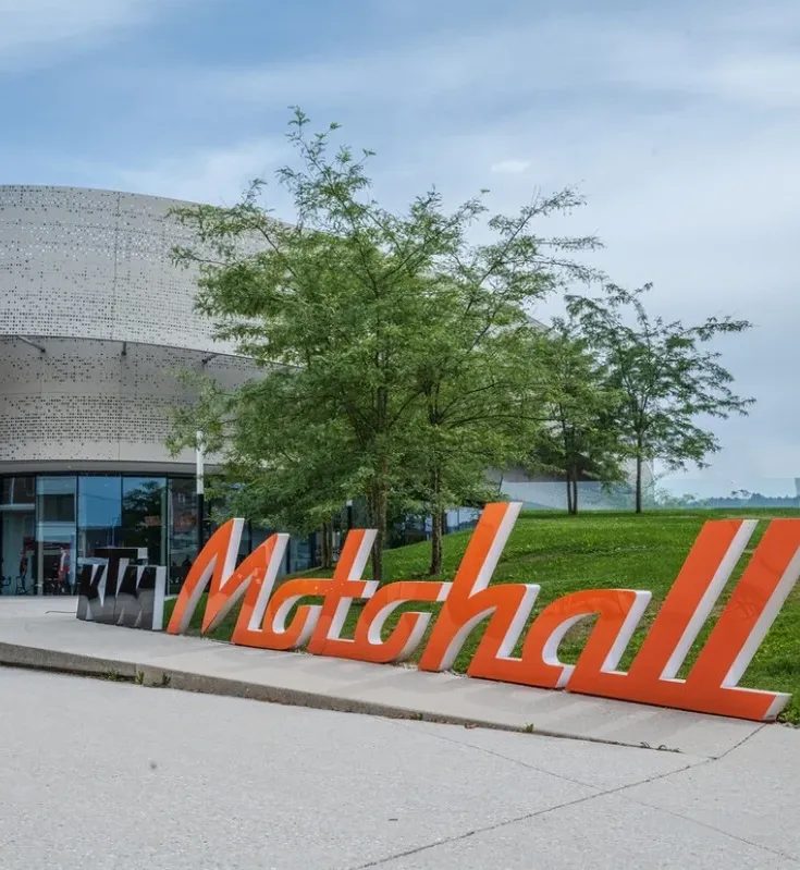 Exterior view of the KTM Motohall in Munich