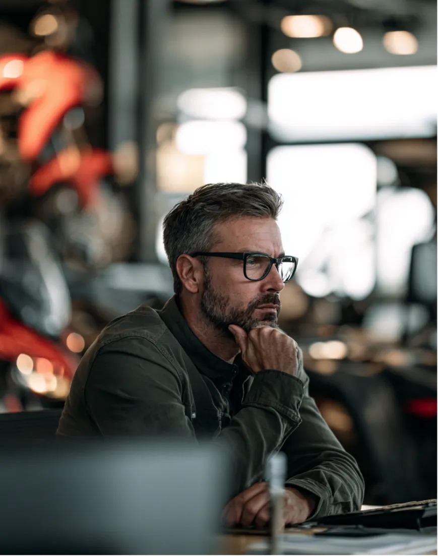 A person on a motorcycle