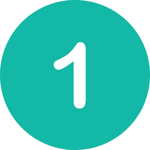 White number 1 centered on a teal circular background.