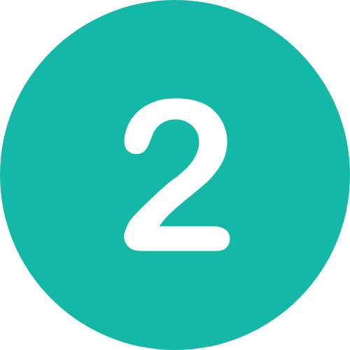 White number 2 centered on a teal circular background.