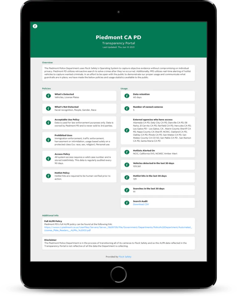 Flock Safety Transparency Portal