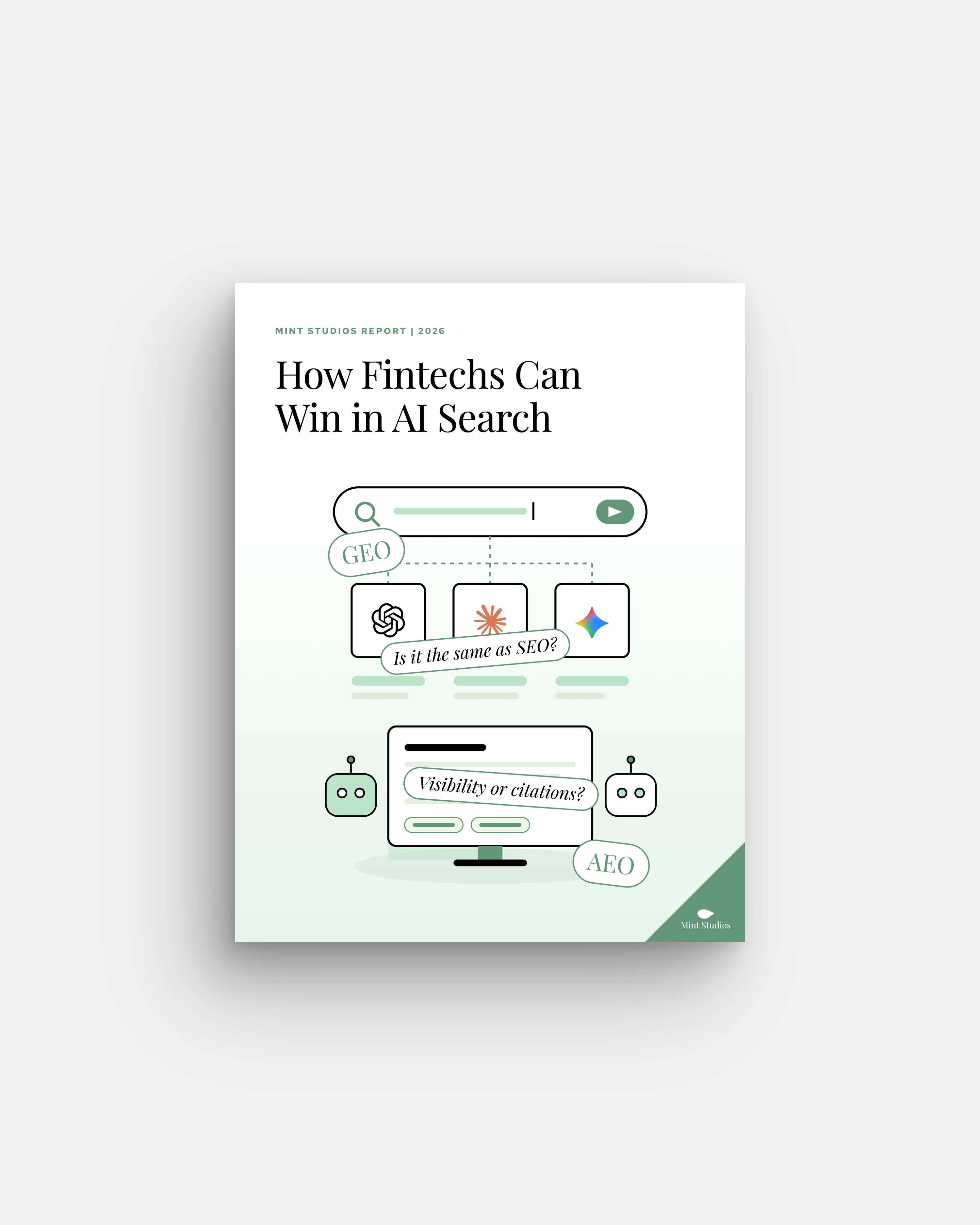 How Fintechs Can Win in AI Search — Mint Studios 2026 report cover