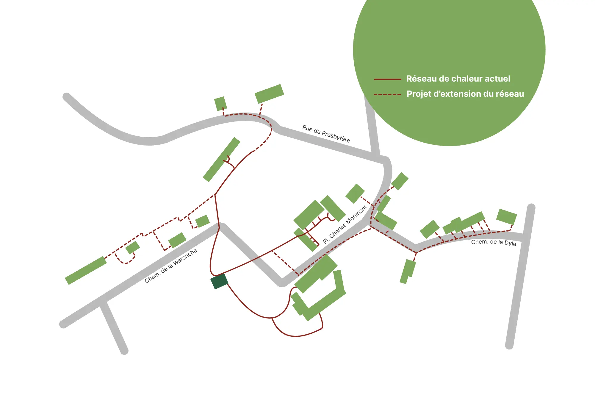Plan du réseau de chaleur de Greendyle