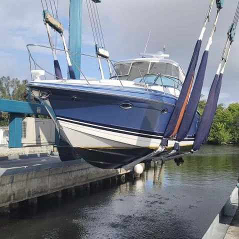 Yacht lifted into Aquamare’s facilities for expert assessment and repair