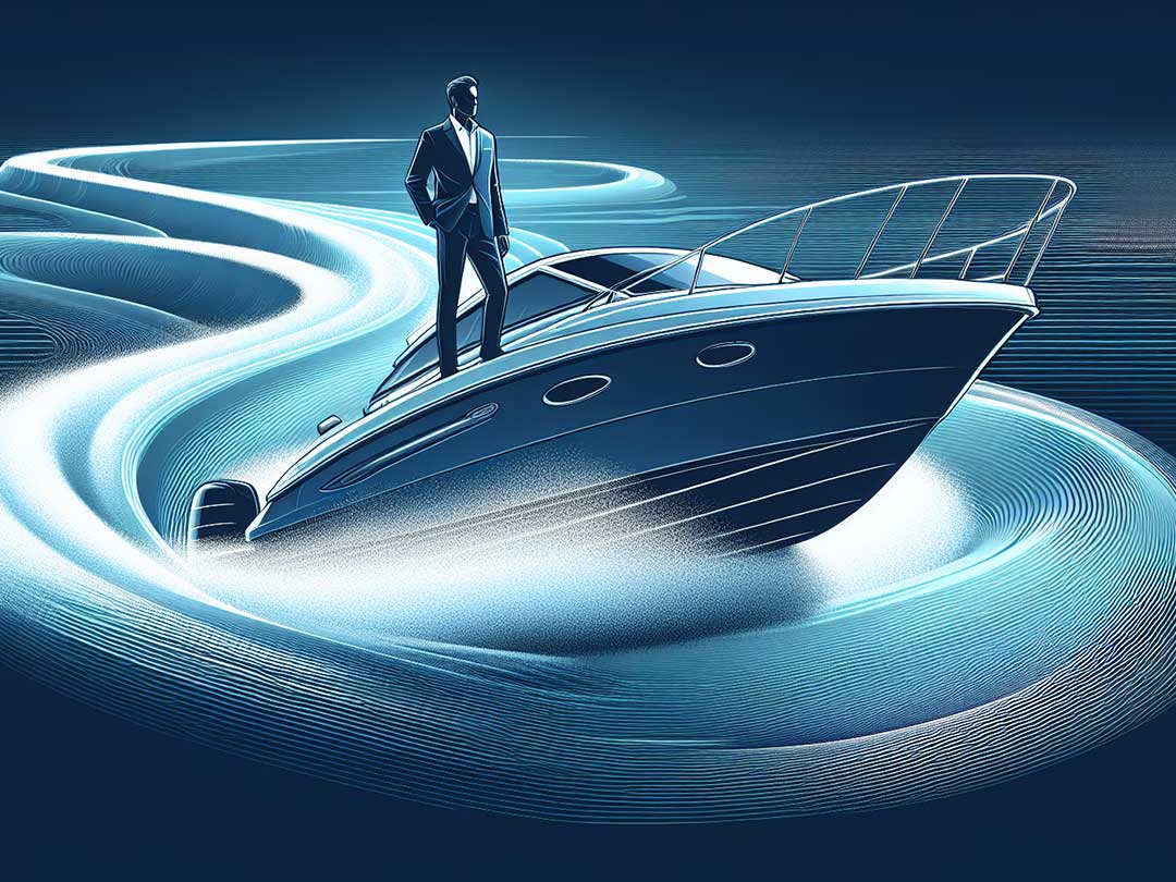 Illustration of a person enjoying a smooth boat ride thanks to Seakeeper stabilisers