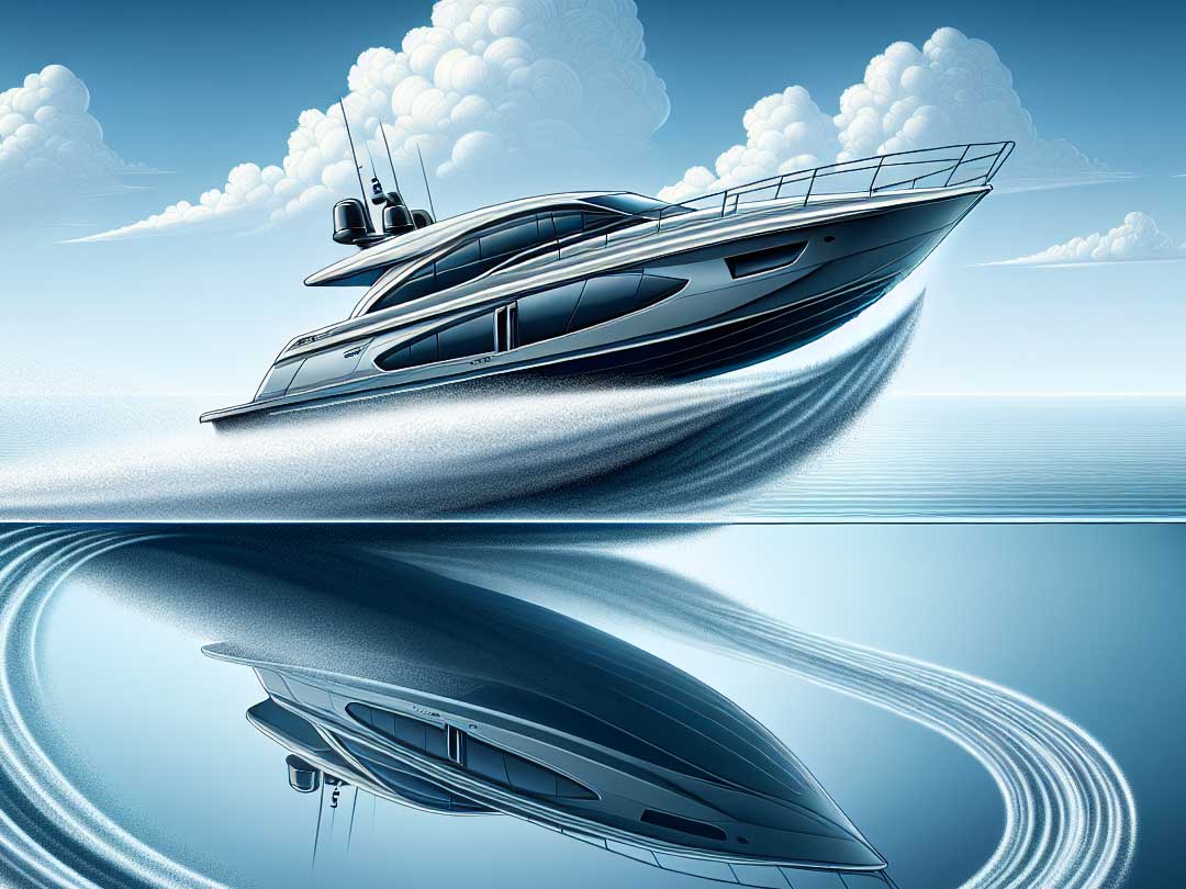 Illustration of reduced drag and improved fuel efficiency with Seakeeper stabilisers