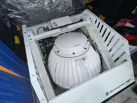 Seakeeper gyro stabilizer undergoing maintenance