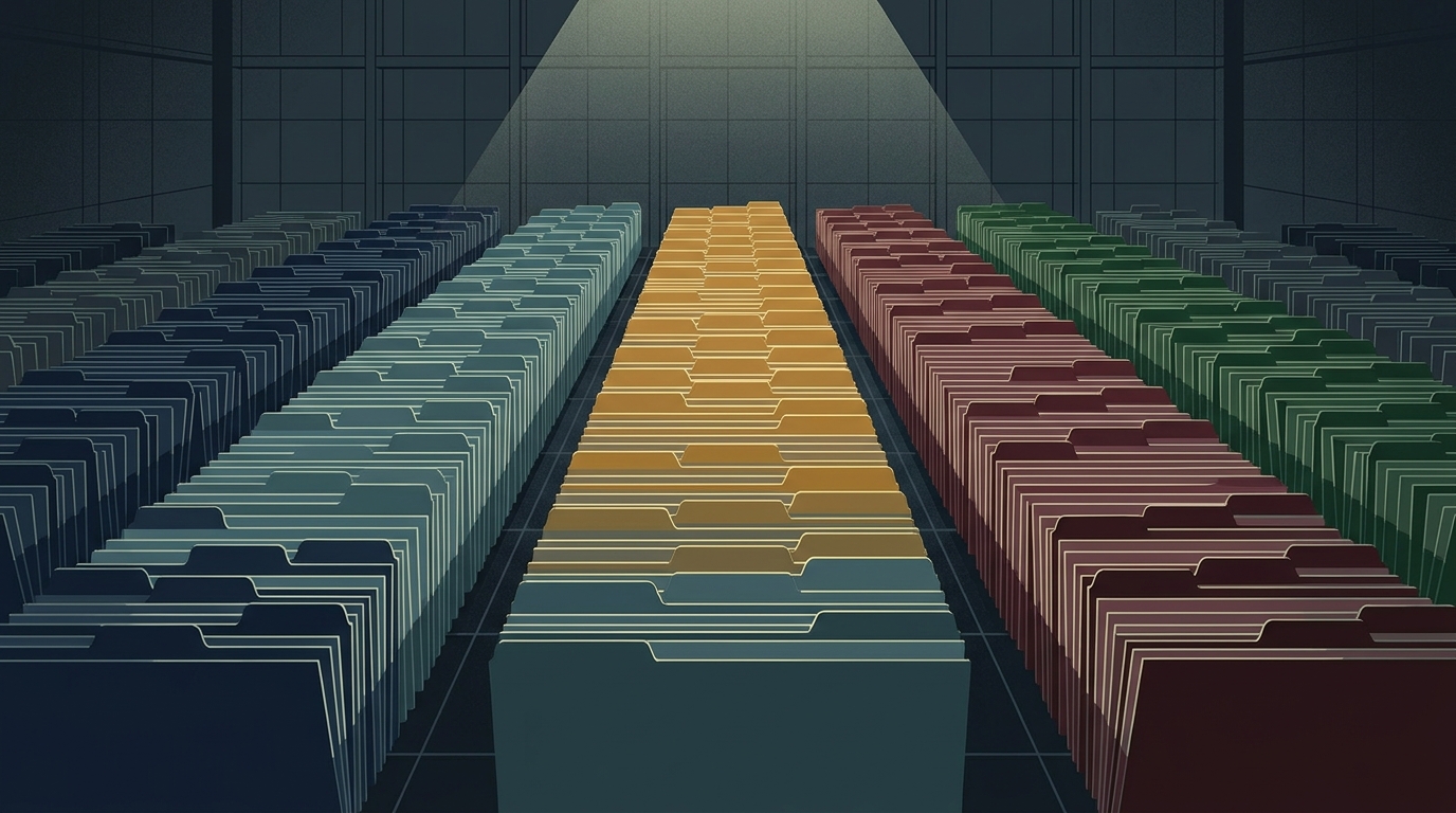 Organized rows of labeled filter cards sorted by industry category, representing a structured negative keyword list for Google Ads campaign optimization.