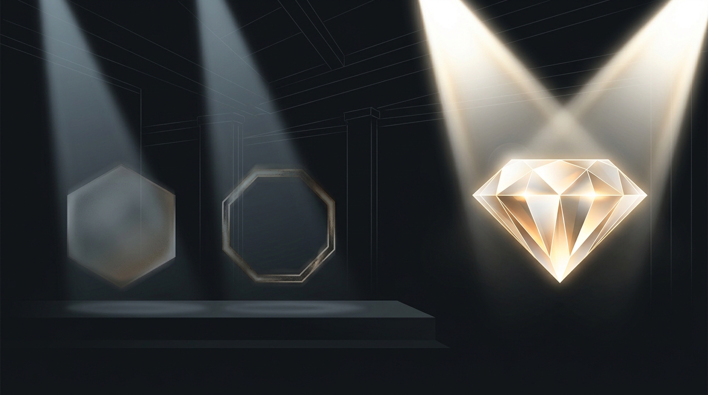 Two dim spotlights fade while a third blazes bright, symbolizing AI tools falling short and a superior autonomous service emerging