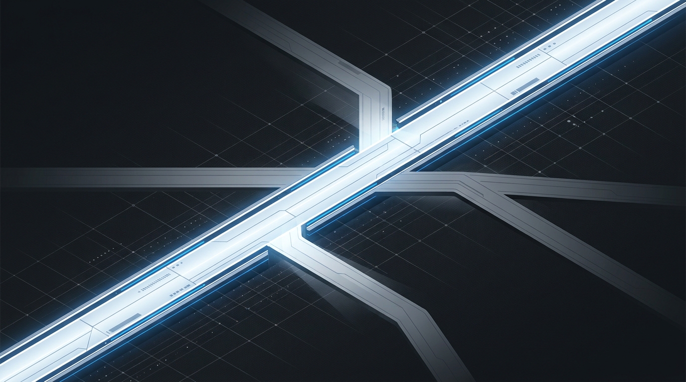 A bold editorial illustration of a single illuminated path diverging from multiple dim alternatives, symbolizing a clear best choice in a competitive landscape.