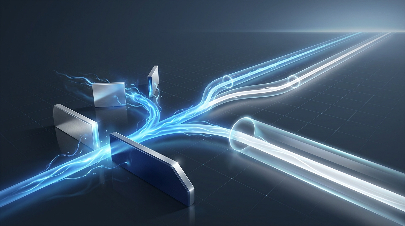 A tightly controlled network of glowing budget channels being selectively blocked and directed, symbolizing PMax campaign protection and search budget defense.
