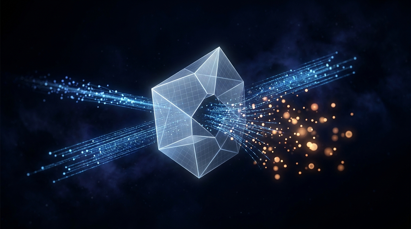 Abstract visualization of data consent and privacy signals flowing through a digital filter, symbolizing cookie consent management and conversion modeling in 2026.