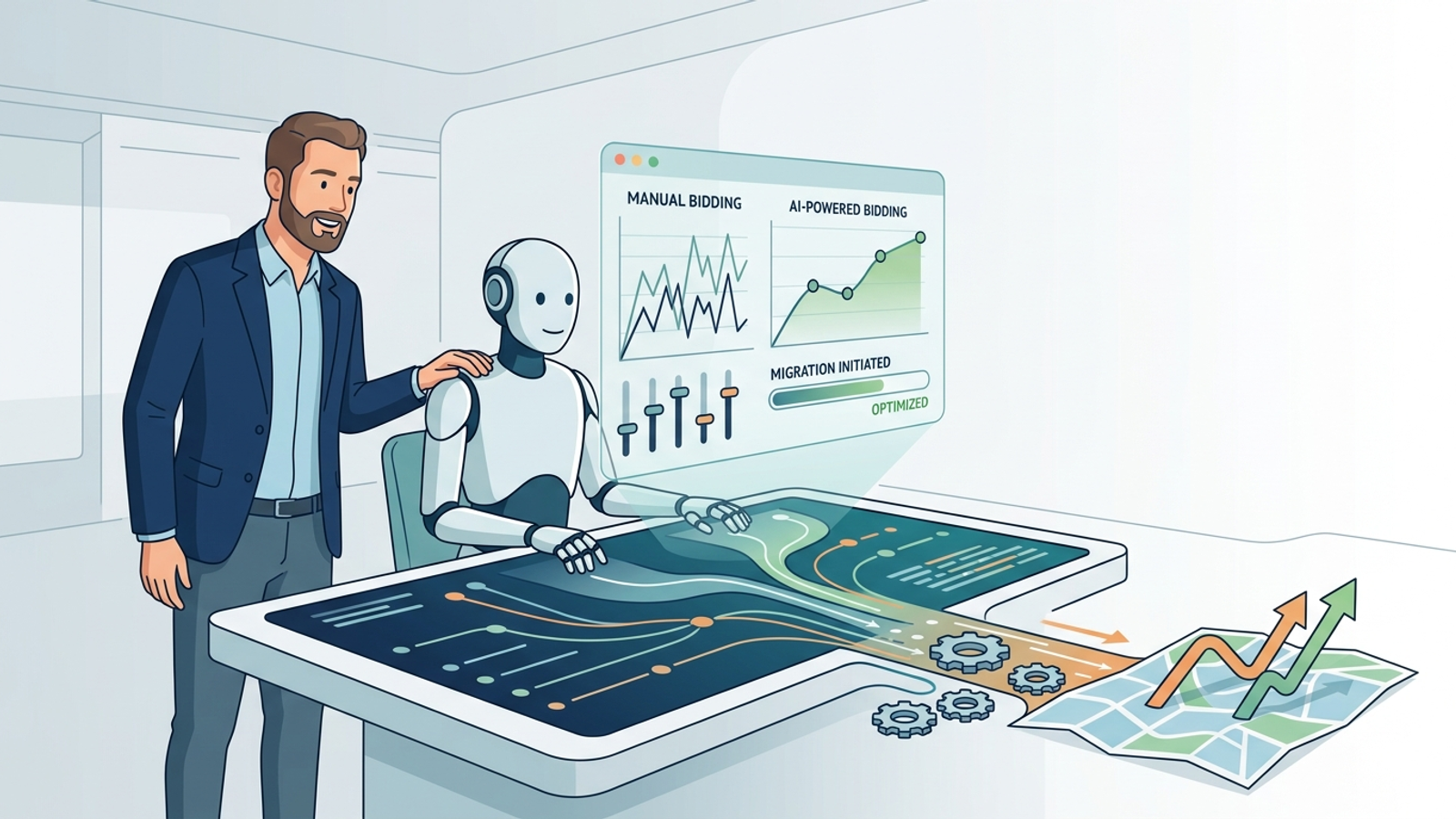 Illustration for: From Manual Bidding to AI-Powered Bidding: The Migration Playbook