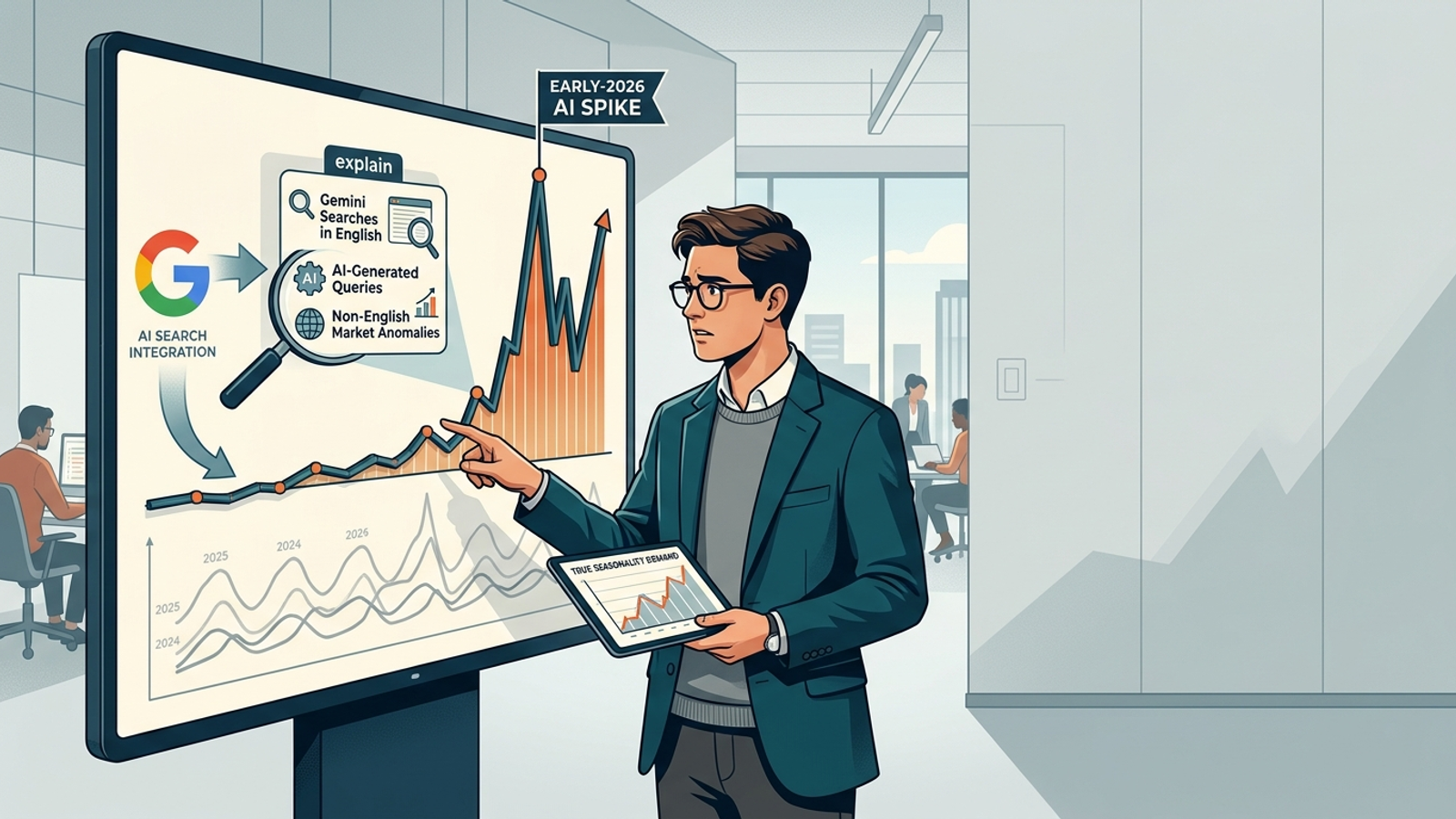 Illustration for: Google Trends' Wild Early-2026 Spike Explained: Why AI Search Broke Your Seasonality Data