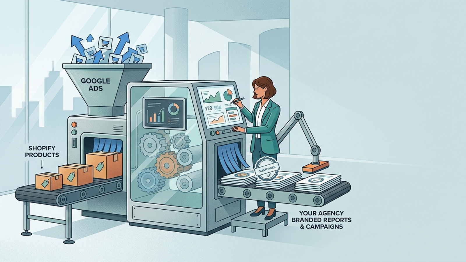 Illustration for: Is a White-Label Google Ads Tool That Integrates With Shopify Right for Your Agency?