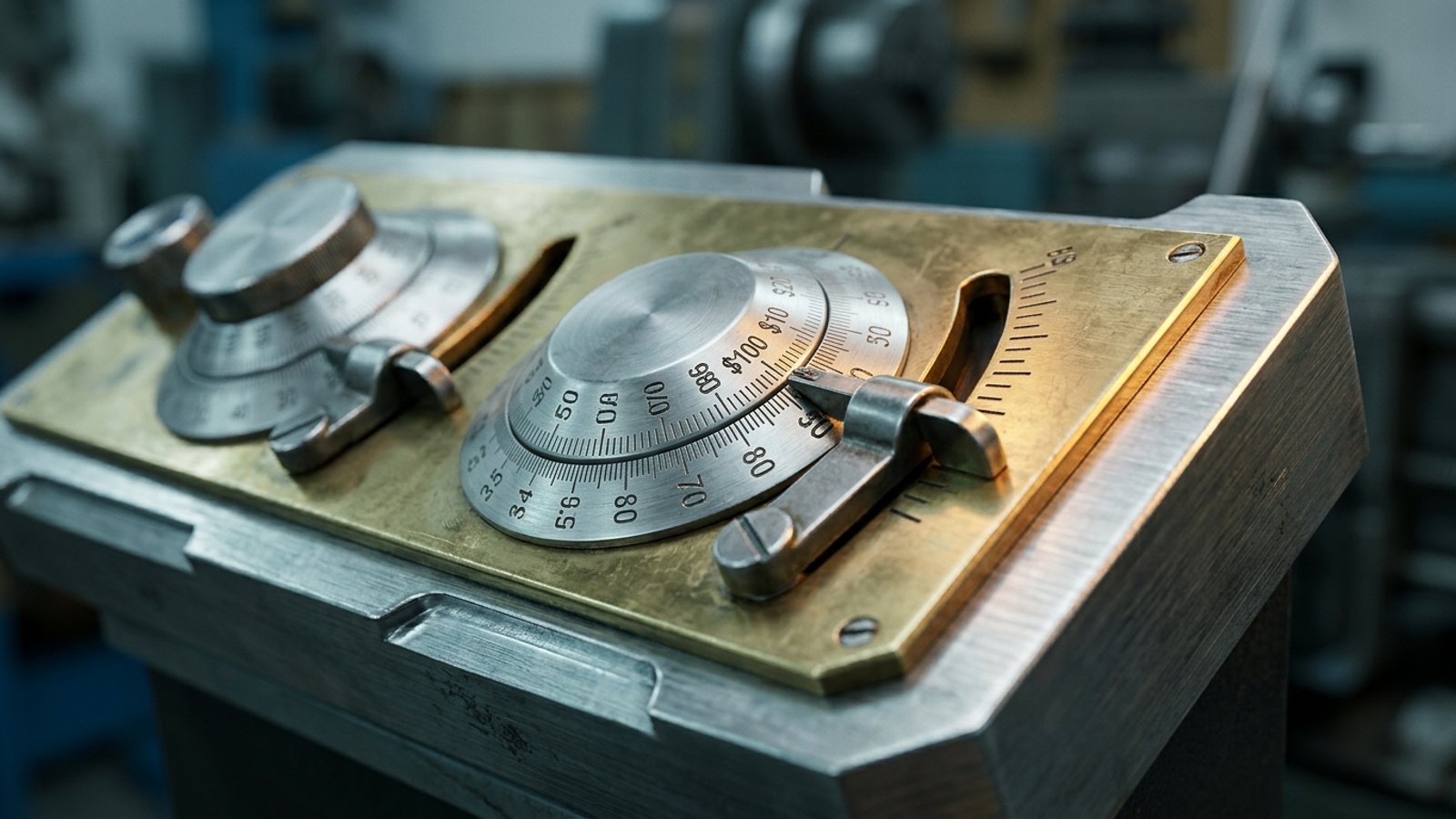 Control panel with bid gauges and a lever limiting maximum cost per click.