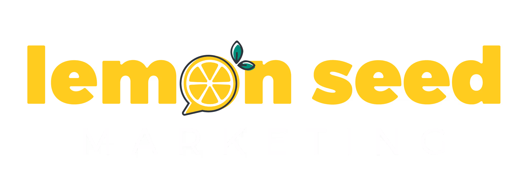Lemon seed logo with yellow text and a lemon slice graphic