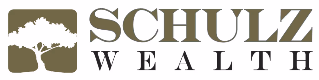 Schulz Wealth logo with stylized tree icon in green and white