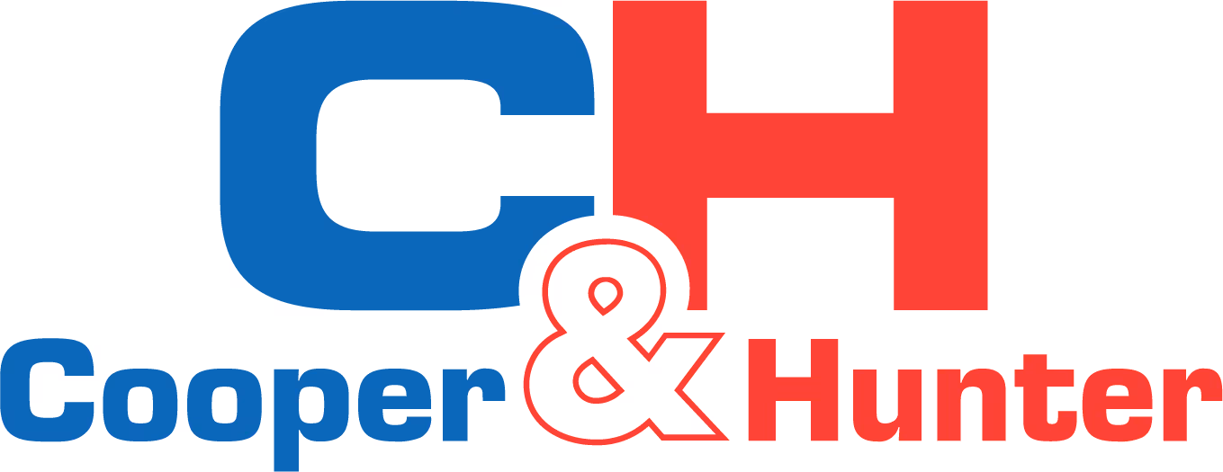 Cooper and Hunter logo in blue and red with ampersand