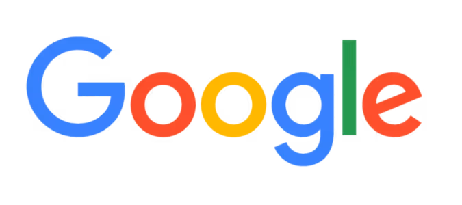 Google logo with letters in blue, red, yellow, and green colors on a transparent background.