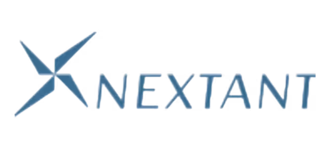 Nextant logo with stylized blue star and text.