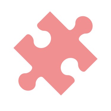 A peach icon of a puzzle piece