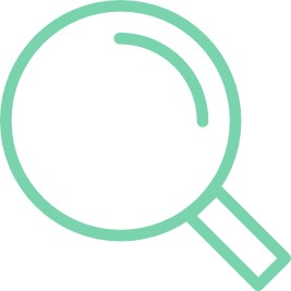 A green magnifying glass