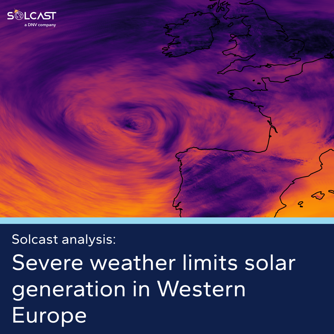 Atlantic Storm Claudia cuts solar irradiance across Western Europe