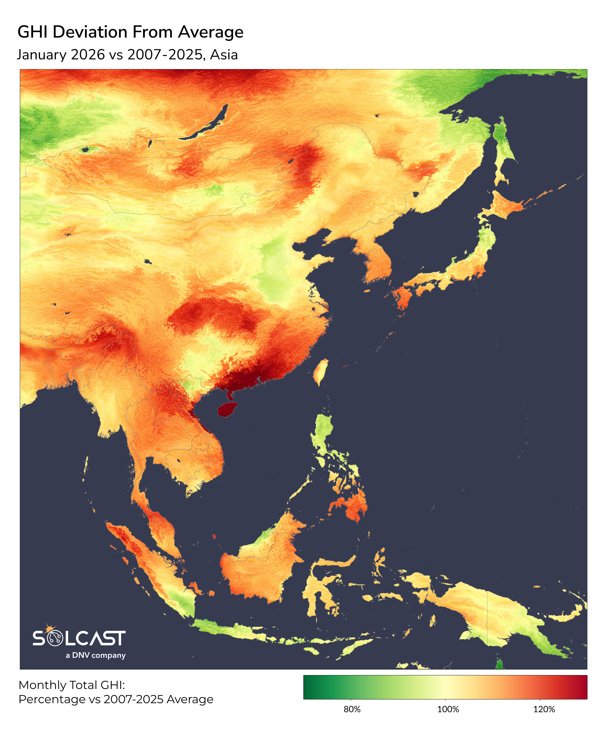 Asia GHI Deviation from Average: January 2026 vs 2007-2025