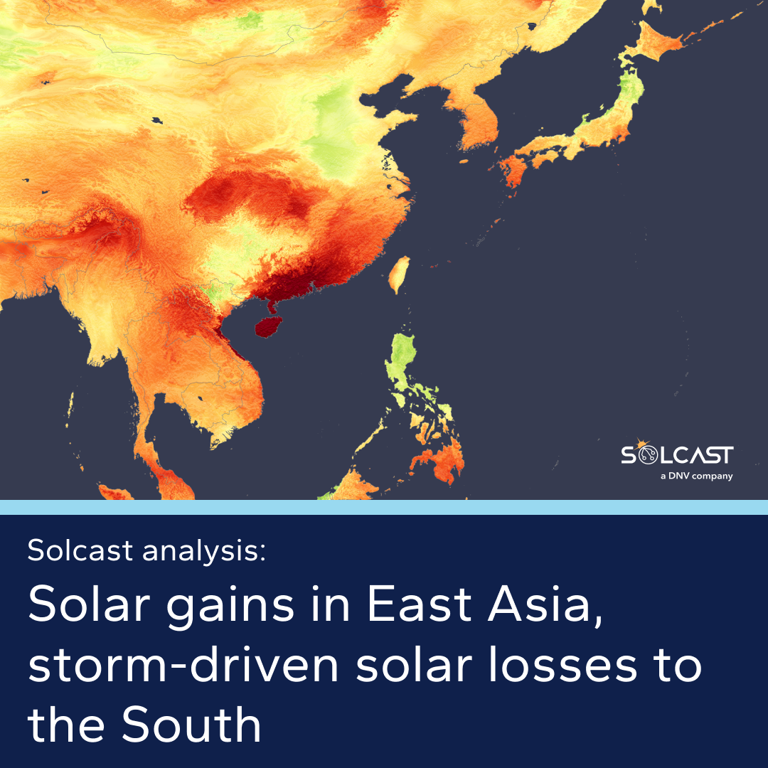 Early tropical storm cuts solar in Philippines, while East Asia sees La Niña gains