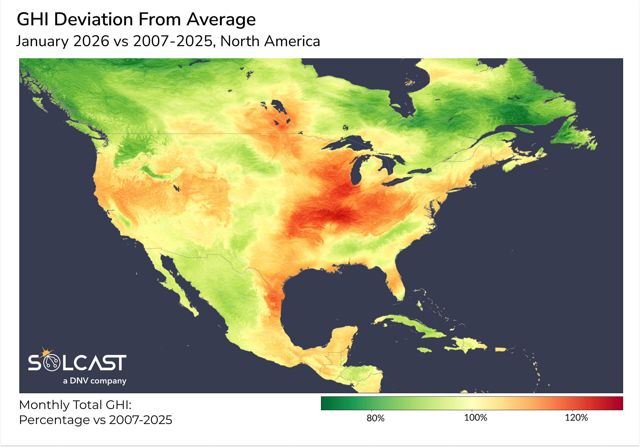 North America GHID Deviation from Average: January 2026 vs 2007-2025