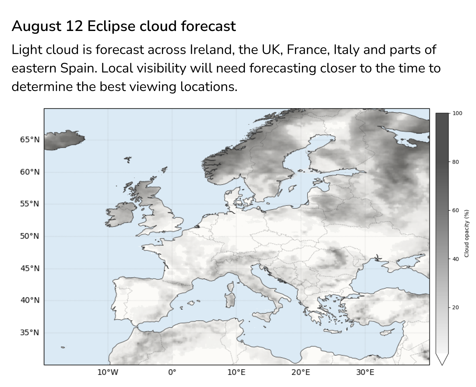 August 12 Eclipse cloud forecast