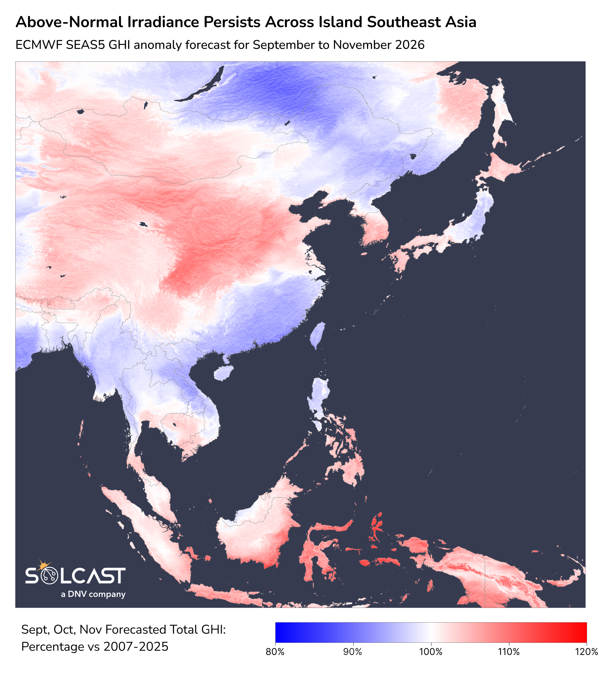ECMWF SEAS5 GHI Anomaly forecast for September to November 2026