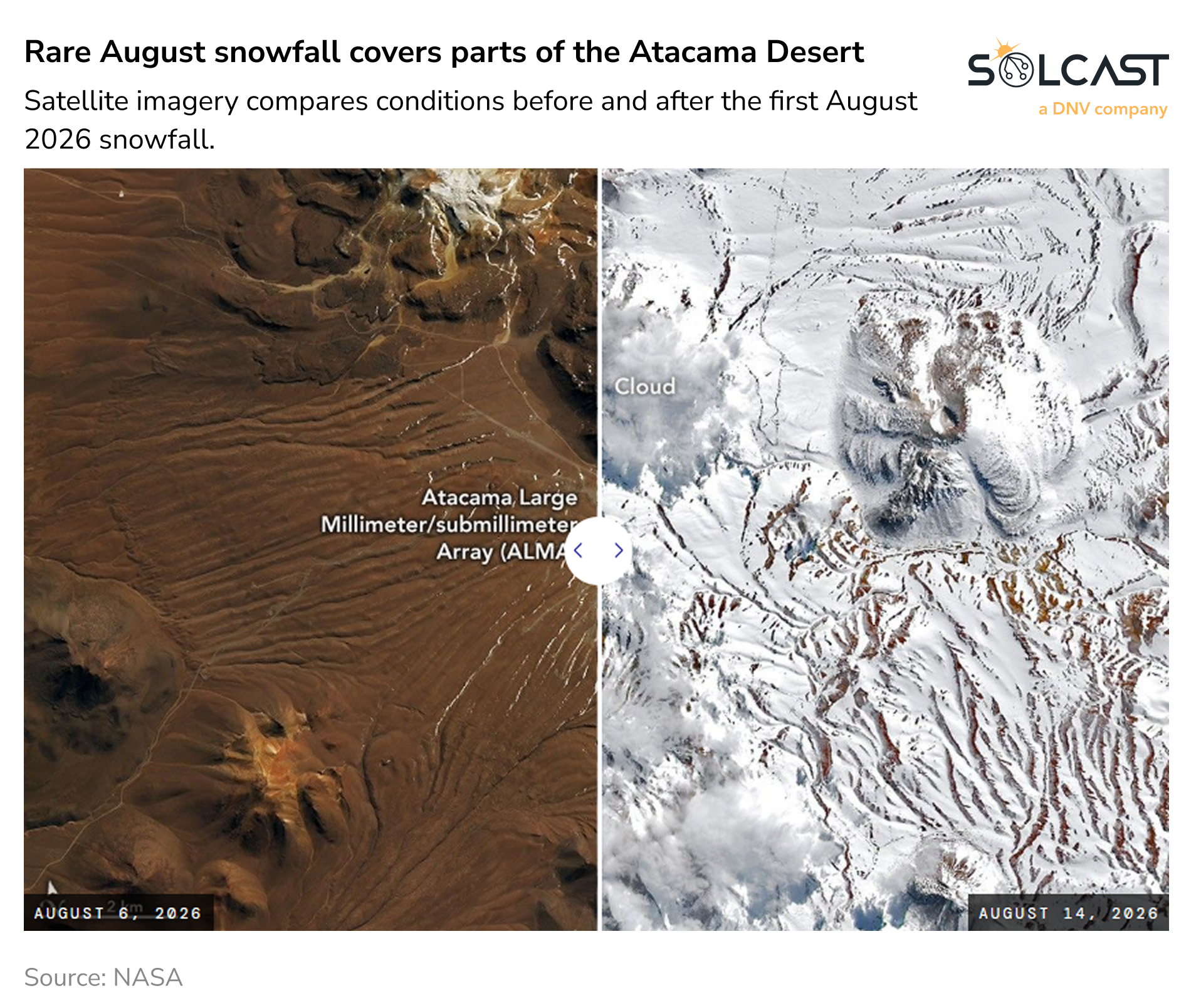 August 2026 snowfall covers parts of the Atacama Desert