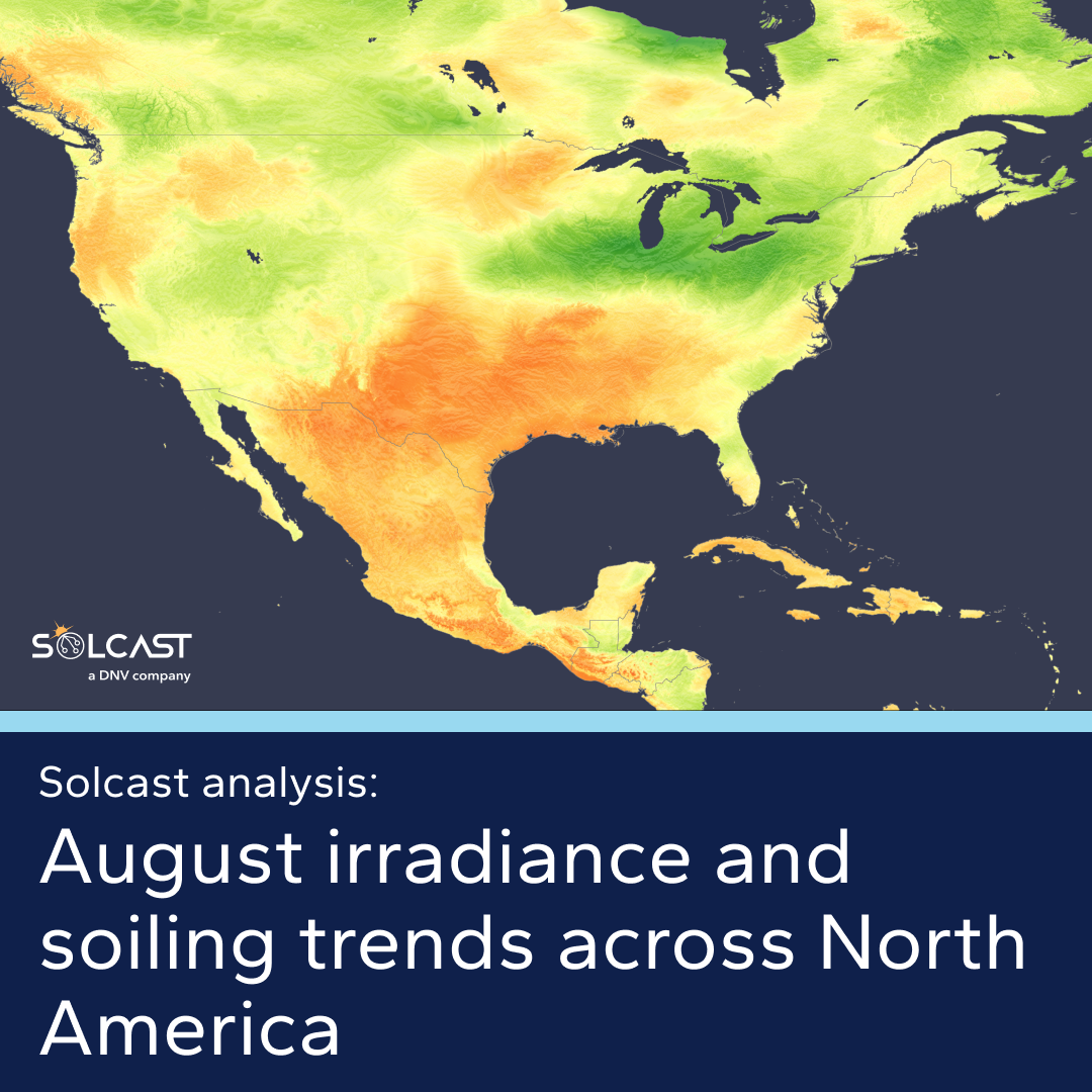 Dry August pushes Dallas soiling losses towards 2% as North American GHI diverges
