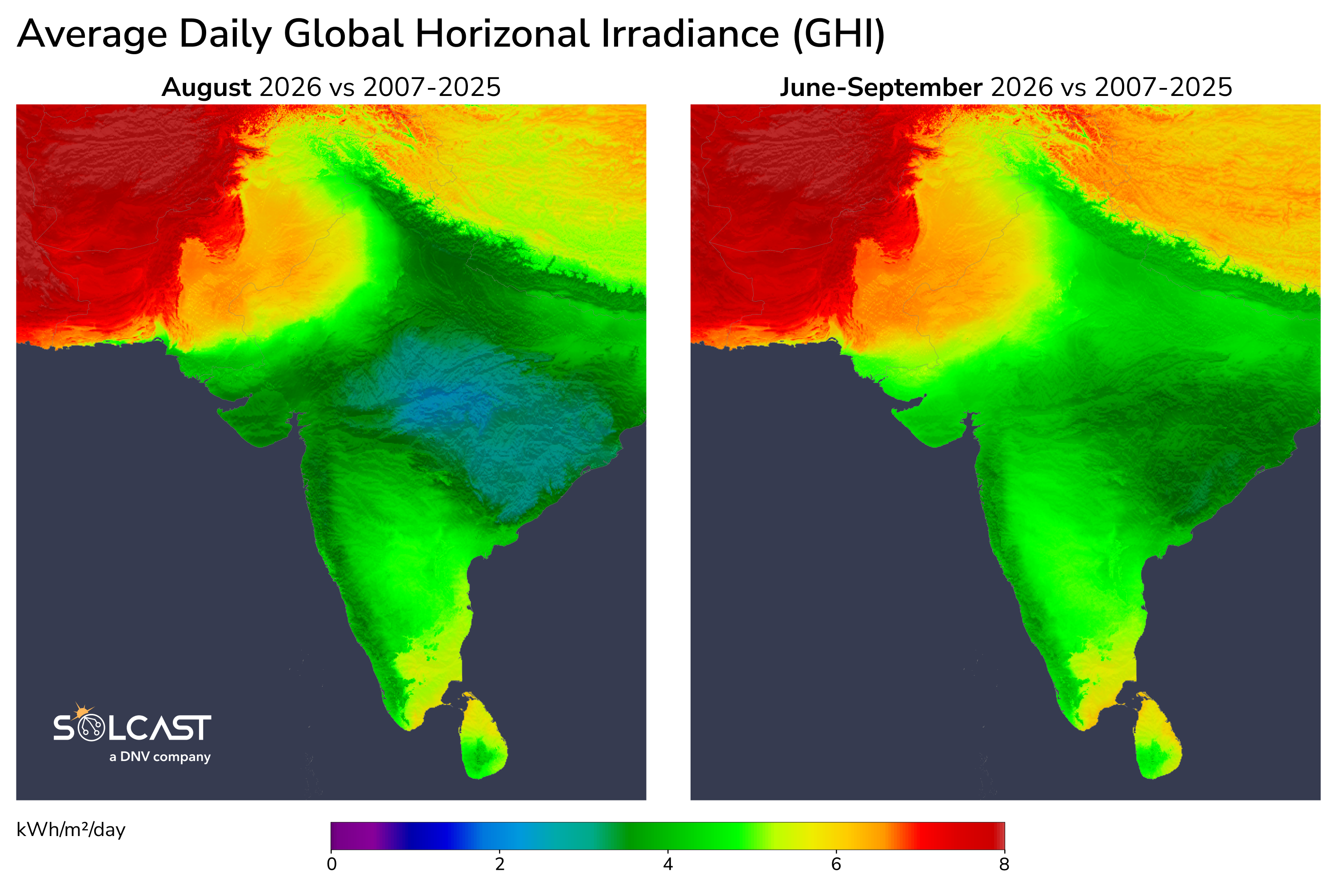 Average Daily GHI, India (June-September 2026)