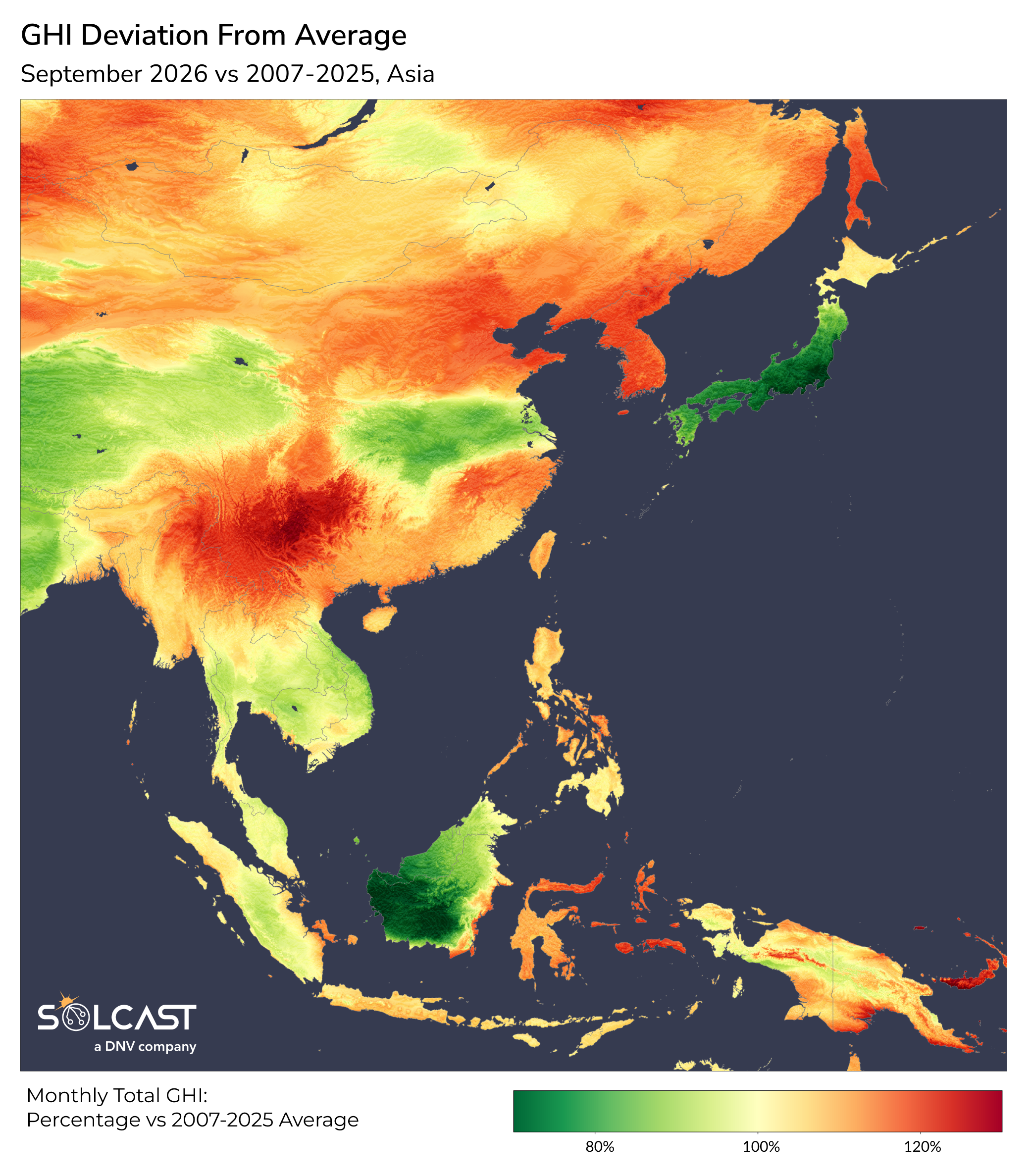 Asia September 2026 - GHI Deviation from Average 2007-2025