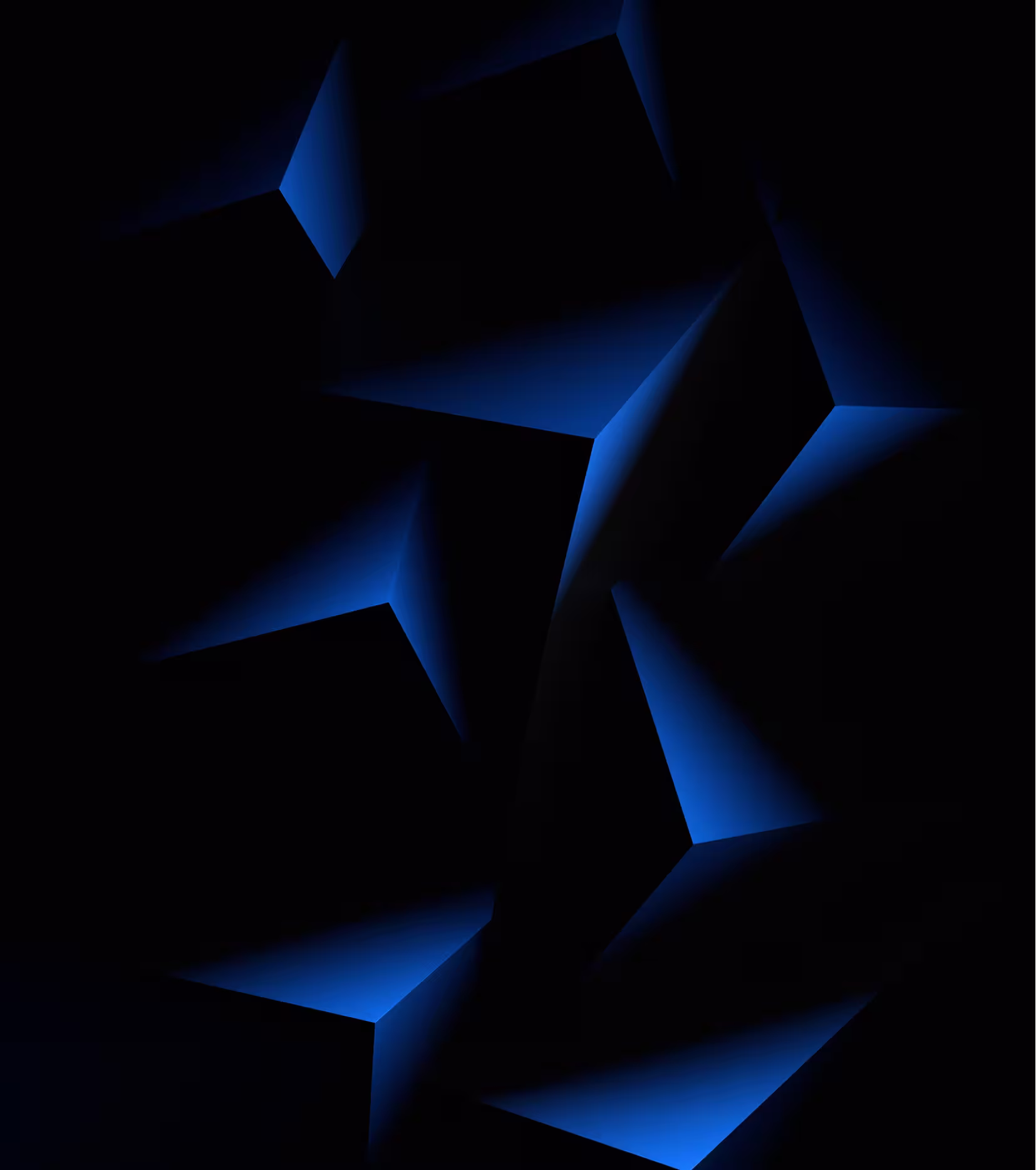 dark background where only blue cube edges are visible